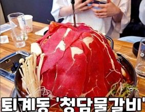 퇴계동에 오픈한다는 맛쥬얼 쩔 산더미물갈비???? 산처럼 쌓아 나오는 물갈비 비쥬얼에 심쿵 야들야들 부드러운 소고기는 입살녹 칼칼한 국물에 쫄깃한 소갈비까지 무한흡입 가능???? 마지막 철